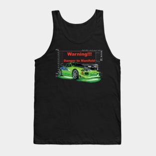 The Fast and Furious Eclipse kawasaki Green - Warning Danger to Manifold Race Tank Top